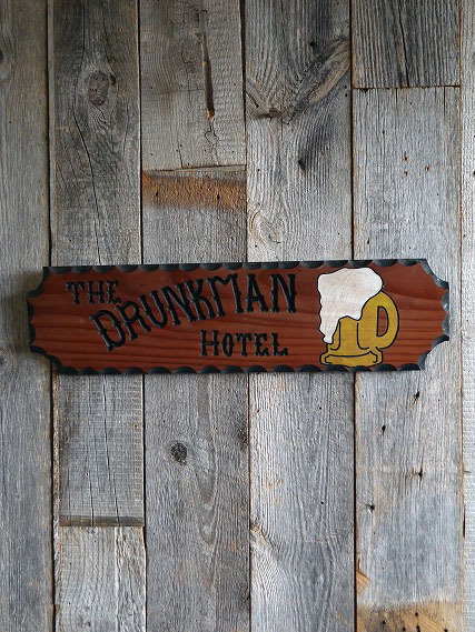 ビンテージTHEDRUNKMANHOTELサイン [gose-240]検アメリカUSAインテリア雑貨コレクション木制BEER店舗ディスプレイ雑貨