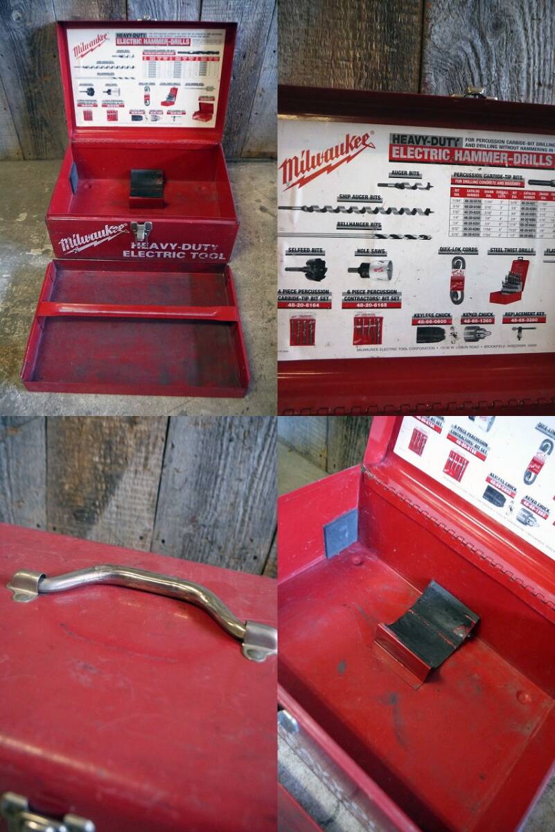 ビンテージMilwaukeeELECTRICTOOLBOXB [gotf-113]検アメリカUSAMOTORガレージ1996年３月色褪せ工具箱インテリア雑貨_画像9