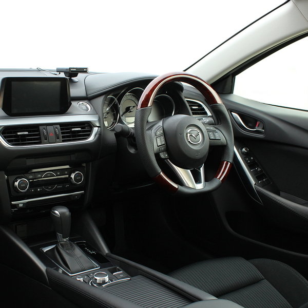 アテンザ GJ ステアリング レアル オリジナルシリーズ MZB-BRW-BK 取付セット REAL Dシェイプ 小径 ガングリップ ATENZA ハンドル_画像4