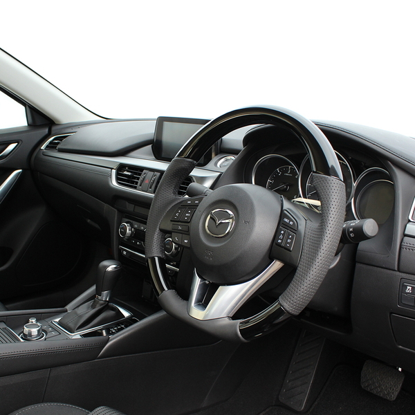 アテンザ GJ ステアリング レアル オリジナルシリーズ MZB-PBW-BK 取付セット REAL Dシェイプ 小径 ガングリップ ATENZA ハンドル_画像3