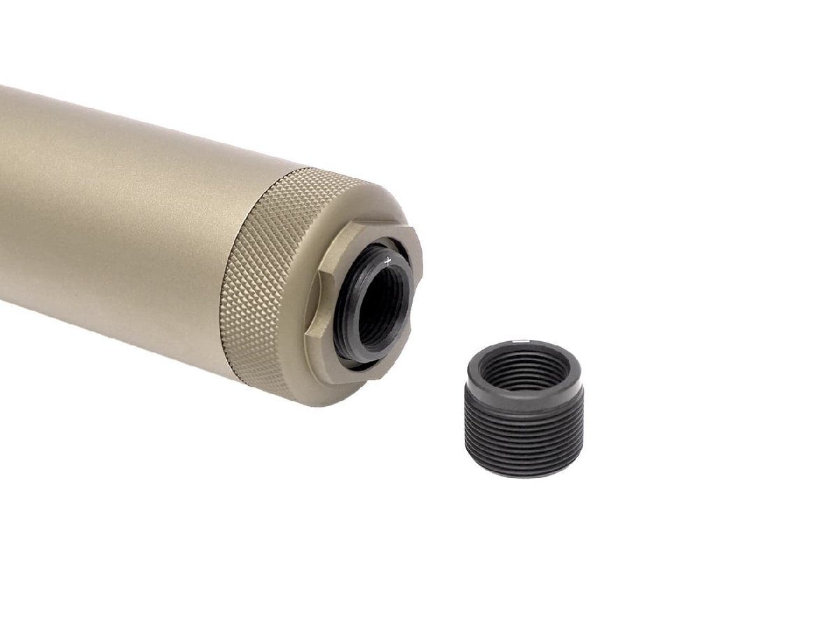 H2836TSW2　MILITARY-BASE(ミリタリーベース)SLCスタイル SPECWAR-2 サイレンサー 38x230 TAN 14mm正ネジ/14mm逆ネジ 両対応_画像3