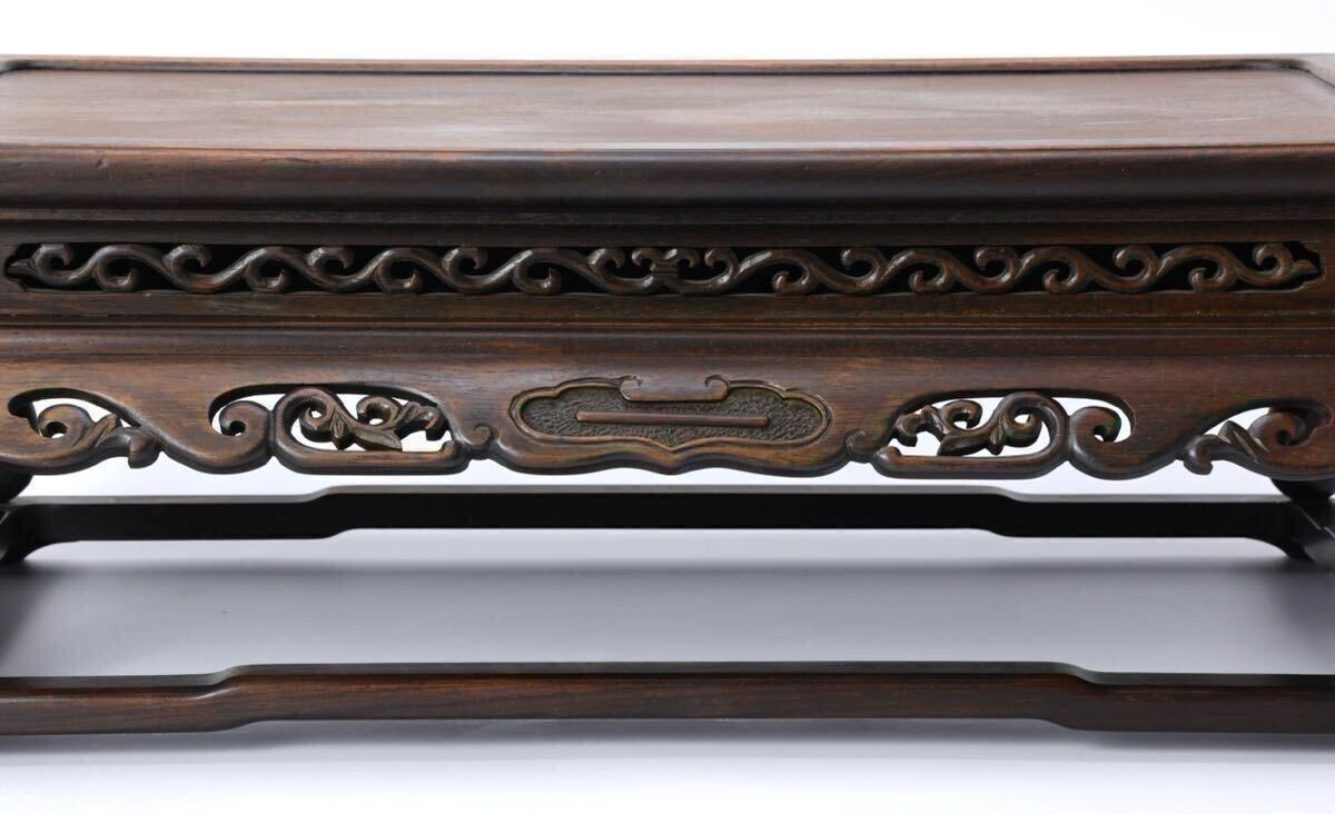 時代物 唐木製 飾台 長方卓 高さ19cm 香炉台 花台 盆栽台 アンティーク 時代物 唐木製 飾台 長方卓 高さ19cm 香炉台 花台 盆栽台