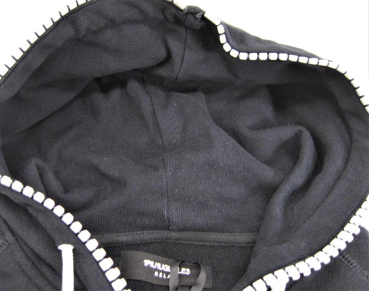 1PIU1UGUALE3 RELAX ウノピゥウノウグァーレトレ リラックス ビッグファスナー サイドロゴアップリケ スウェットパーカー L □UF3605_画像5