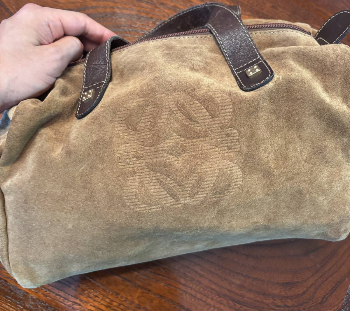 Bibian 比比昂- LOEWE ロエベスエードハンドバッグブラウン