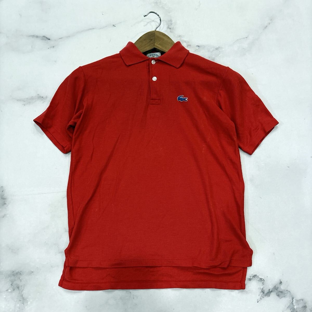 G * 日本製 '希少 80's ビンテージ' IZOD LACOSTE ラコステ 半袖 ワニ刺繍 鹿の子 ポロシャツ 古着 メンズ トップス_画像1