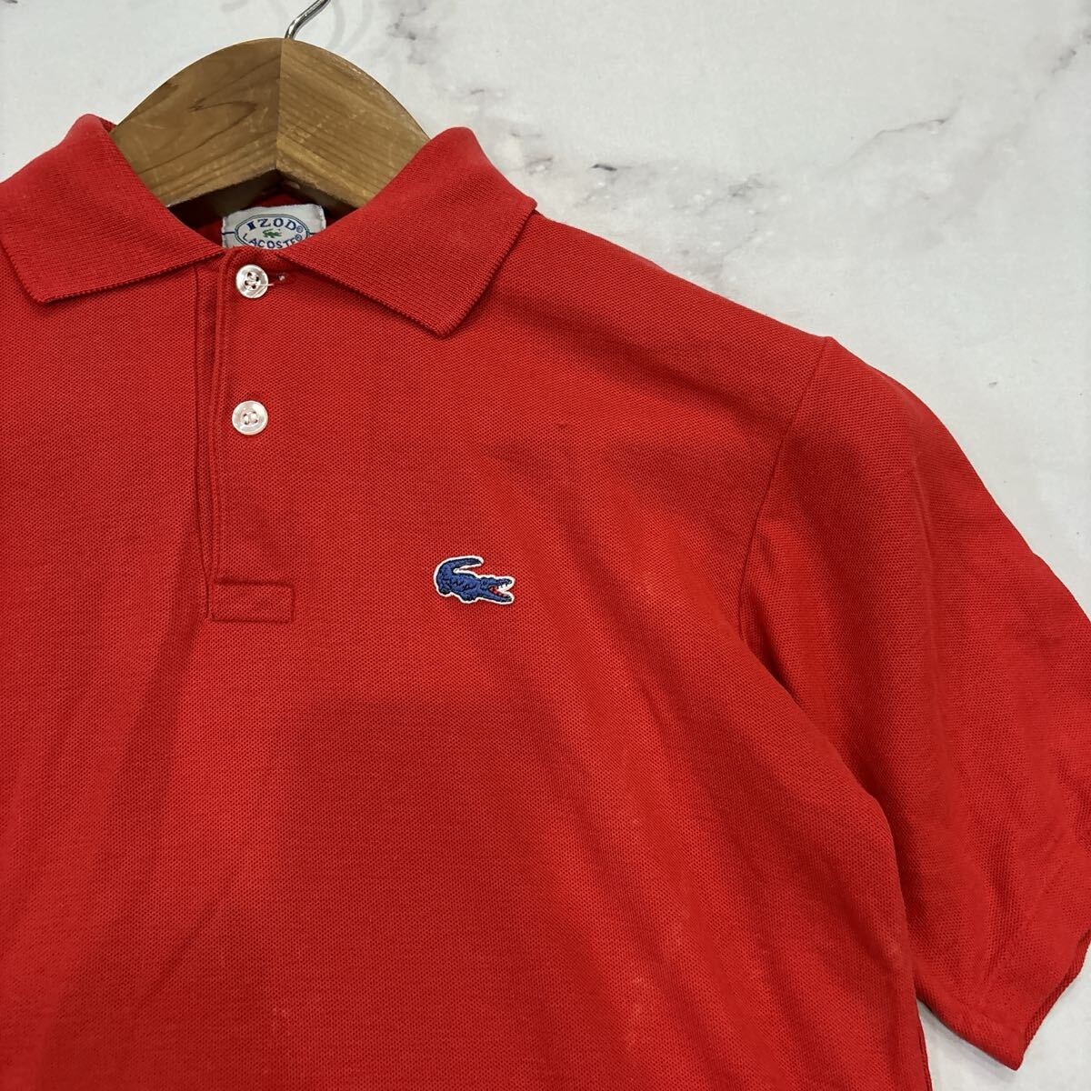 G * 日本製 '希少 80's ビンテージ' IZOD LACOSTE ラコステ 半袖 ワニ刺繍 鹿の子 ポロシャツ 古着 メンズ トップス_画像2