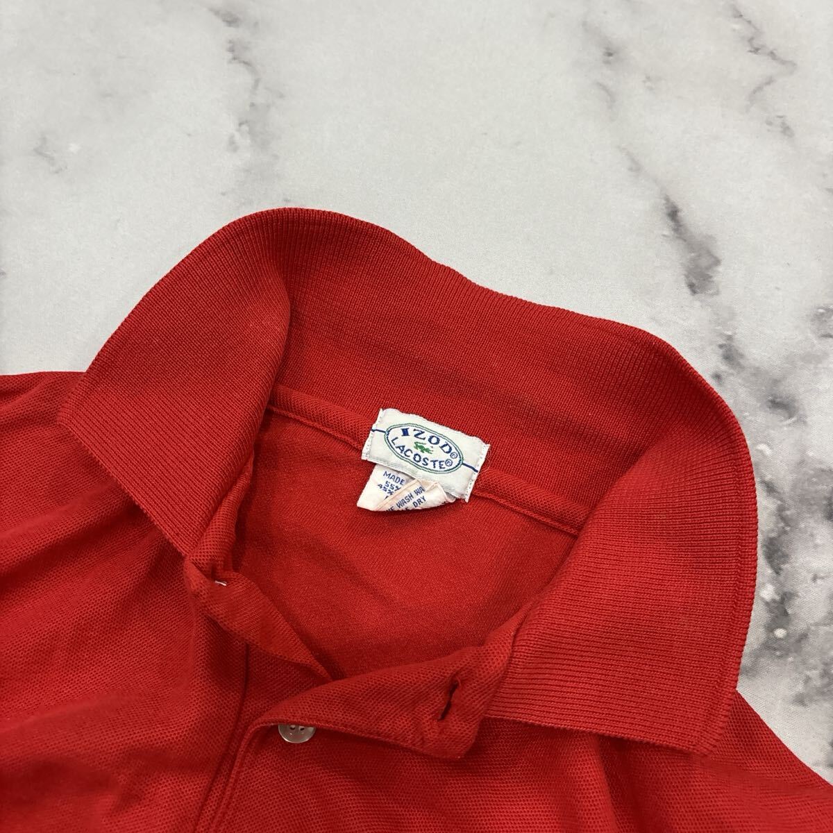 G * 日本製 '希少 80's ビンテージ' IZOD LACOSTE ラコステ 半袖 ワニ刺繍 鹿の子 ポロシャツ 古着 メンズ トップス_画像5