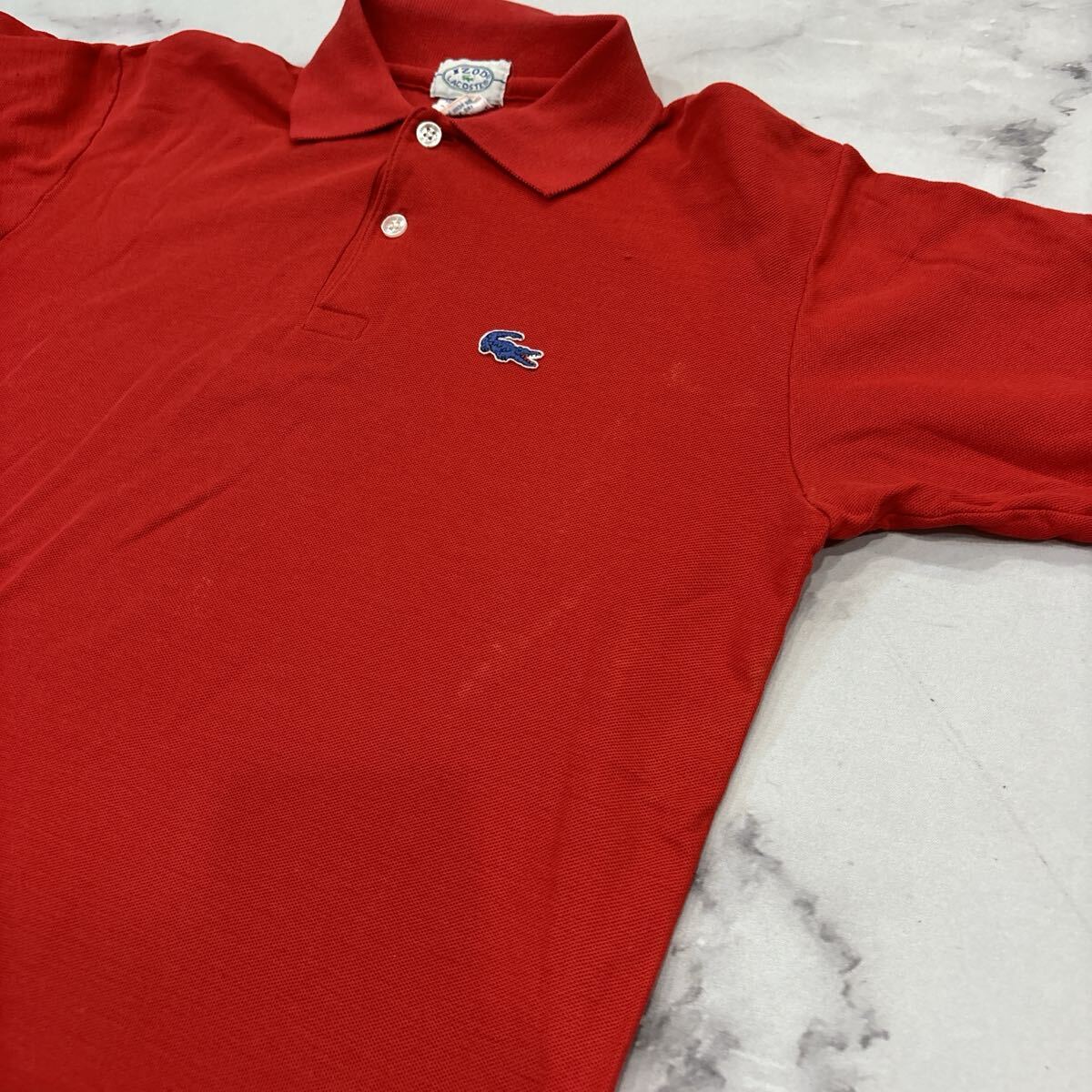 G * 日本製 '希少 80's ビンテージ' IZOD LACOSTE ラコステ 半袖 ワニ刺繍 鹿の子 ポロシャツ 古着 メンズ トップス_画像6