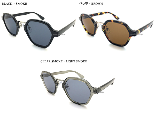 METAL BRIDGE HEXAGON SUNGLASS CLEAR SMOKE × LIGHT SMOKE/メタルブリッジヘキサゴンサングラス六角形型フレームシェイプuv紫外線カット_画像2