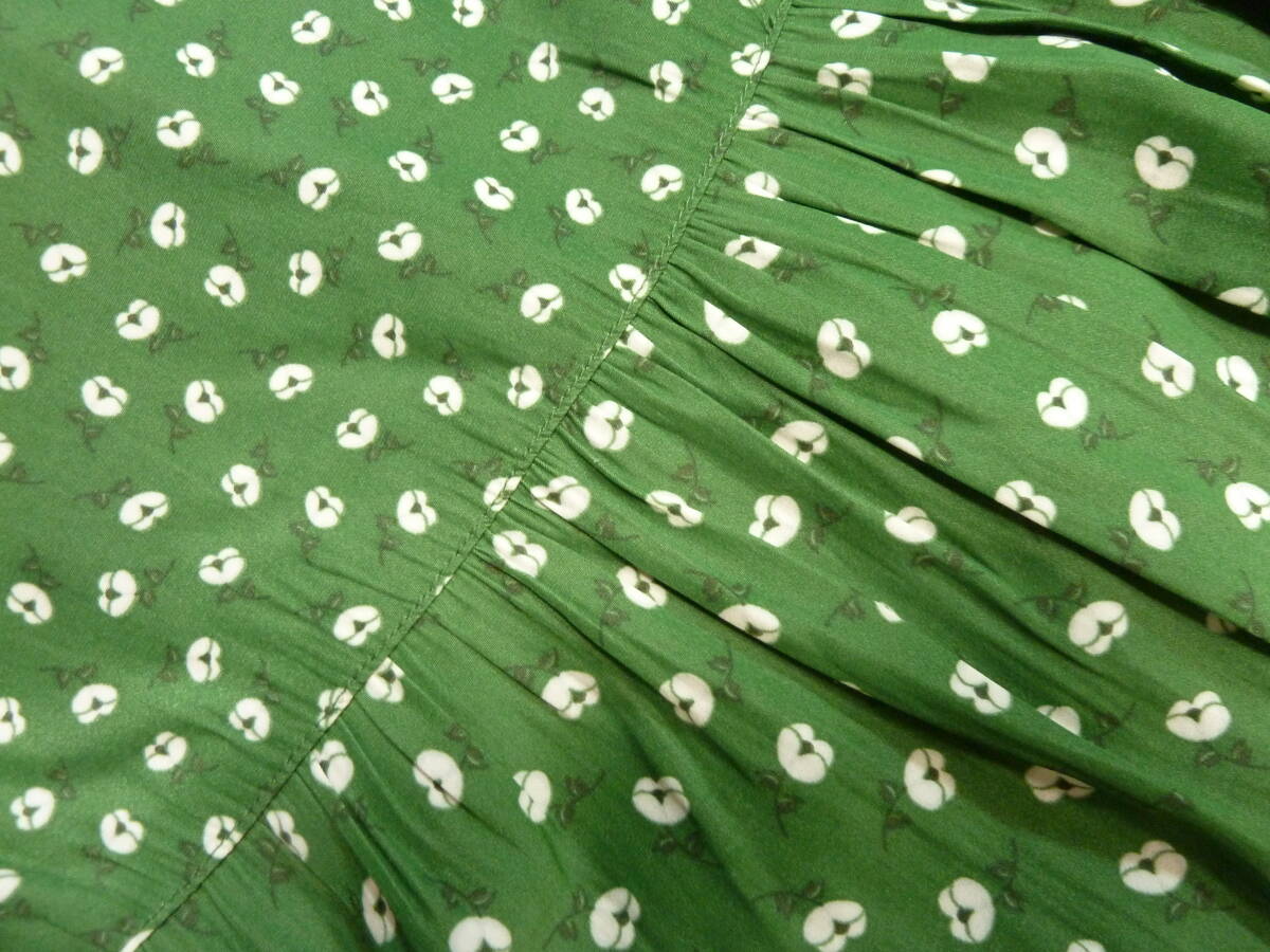 春夏 2.3回著用 美品 ユニクロ PAUL&JOE グリーン系 3種類生地 ティアード マキシ丈フレアースカート S M レタパ600円発送 同梱OK