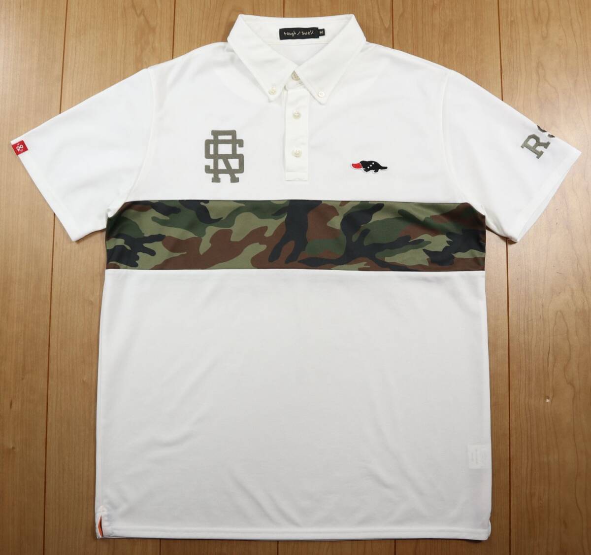 美品★Rough&Swell ラフ＆スウェル カモフラージュ ボタンダウン半袖ドライシャツ/ポロシャツ/Mサイズ