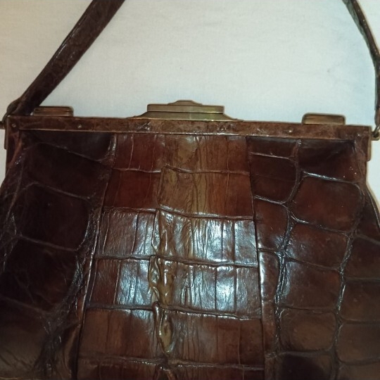 ワニ皮　手つき剥製ハンドバッグ　本物　クラッチバッグ　アンティーク　鰐皮_画像10