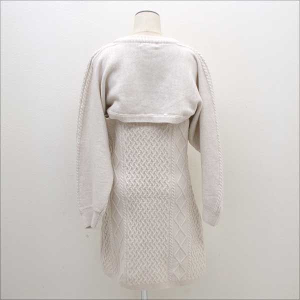 ★ エイチアンドエム クロップドニット&キャミワンピ ケーブルニット ベージュ サイズUS：L (0220413156)_画像2