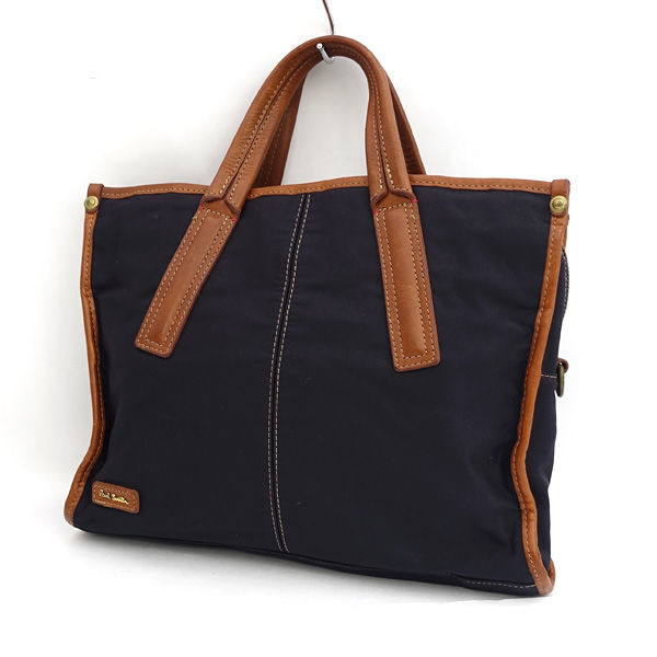 ■ ポールスミス ビジネス ブリーフケース ナイロン レザー ブラック ブラウン (0990013299)