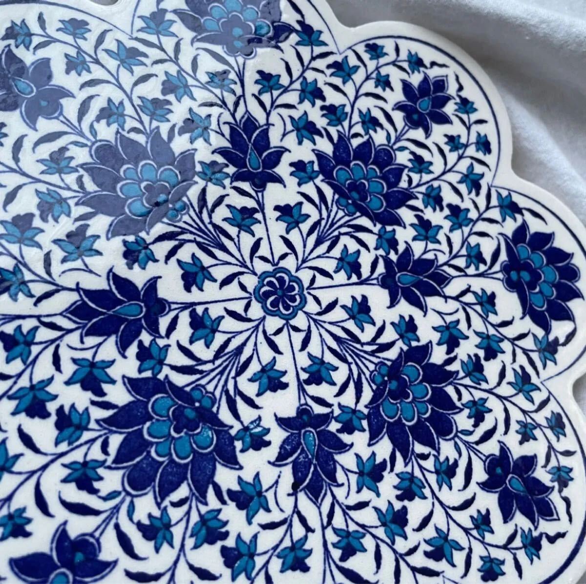 トルコ陶器製鍋敷き iznik04 トルコ陶器 トリベット 飾り皿_画像2