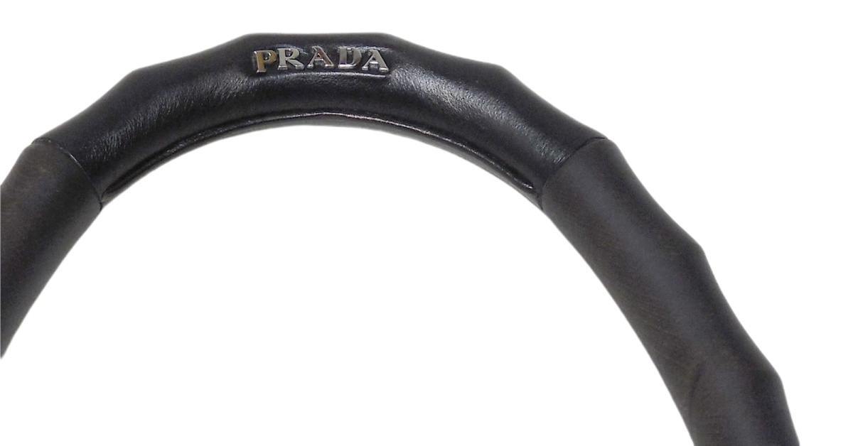 プラダ タンブール ウッドハンドル レザーバケットバッグ ブラック 1BE048_2AIX_F0002_V_5OL PRADA