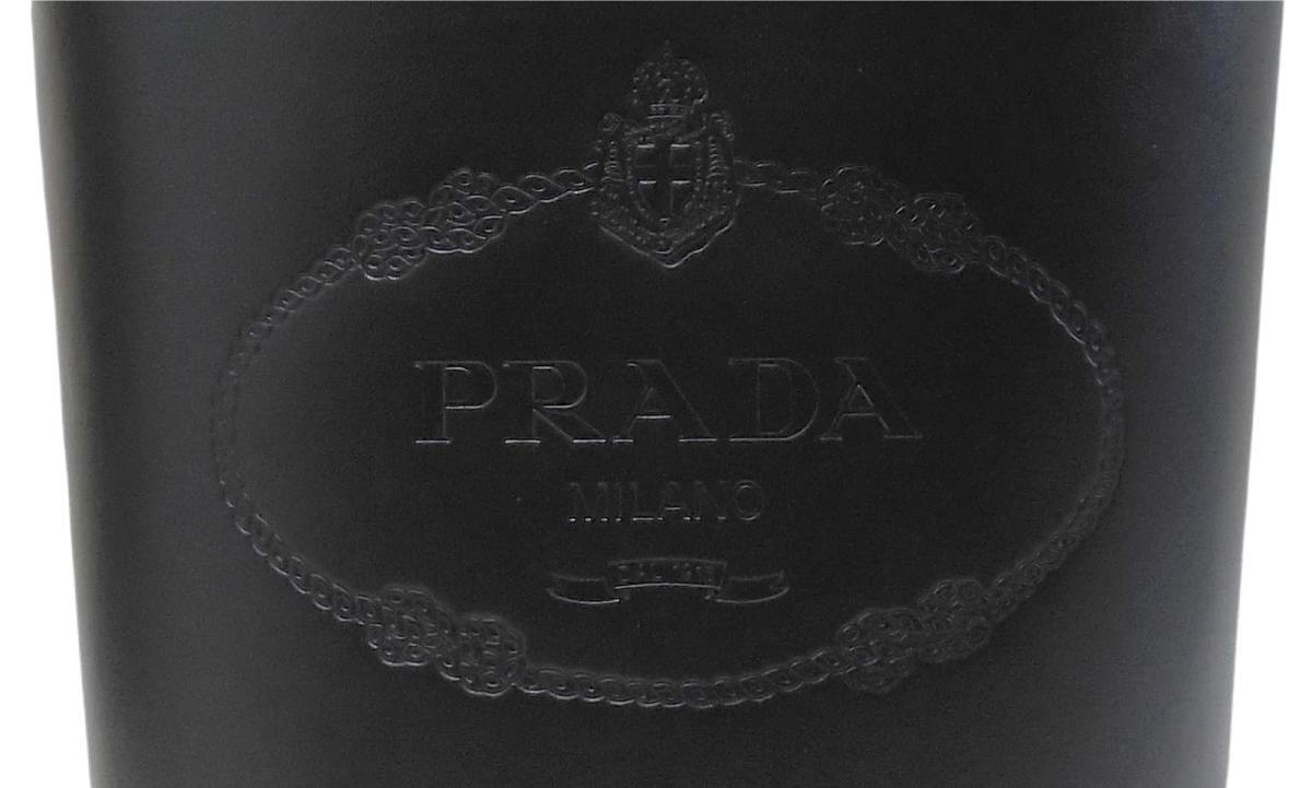 プラダ タンブール ウッドハンドル レザーバケットバッグ ブラック 1BE048_2AIX_F0002_V_5OL PRADA
