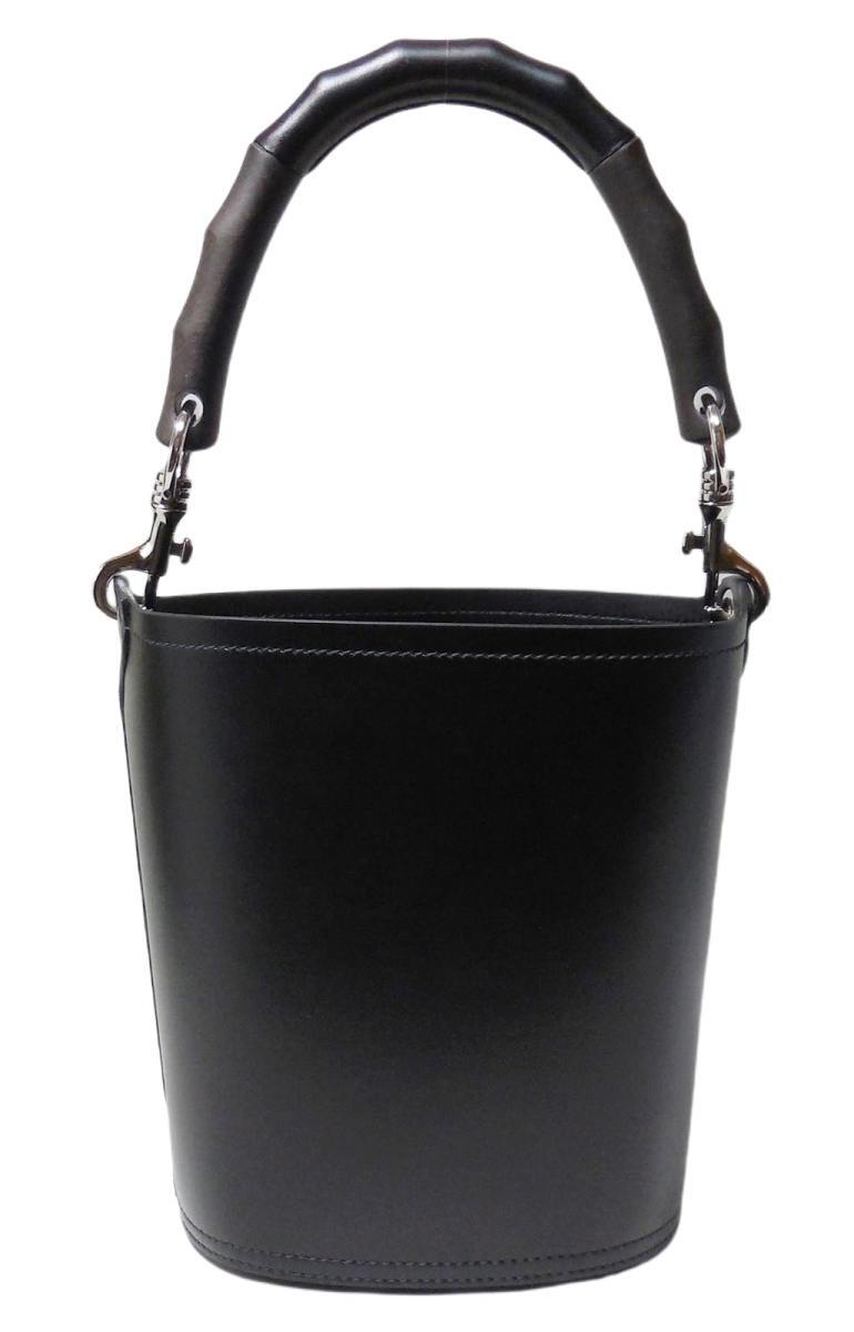 プラダ タンブール ウッドハンドル レザーバケットバッグ ブラック 1BE048_2AIX_F0002_V_5OL PRADA