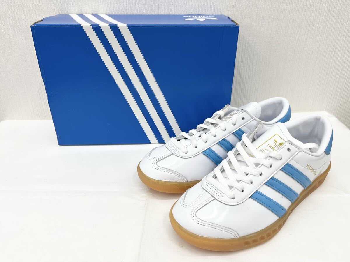 adidas アディダス スニーカー HAMBURG ハンブルグ 23.5cm Cloud White/Sky Rush/Gum 〇未使用品_画像1