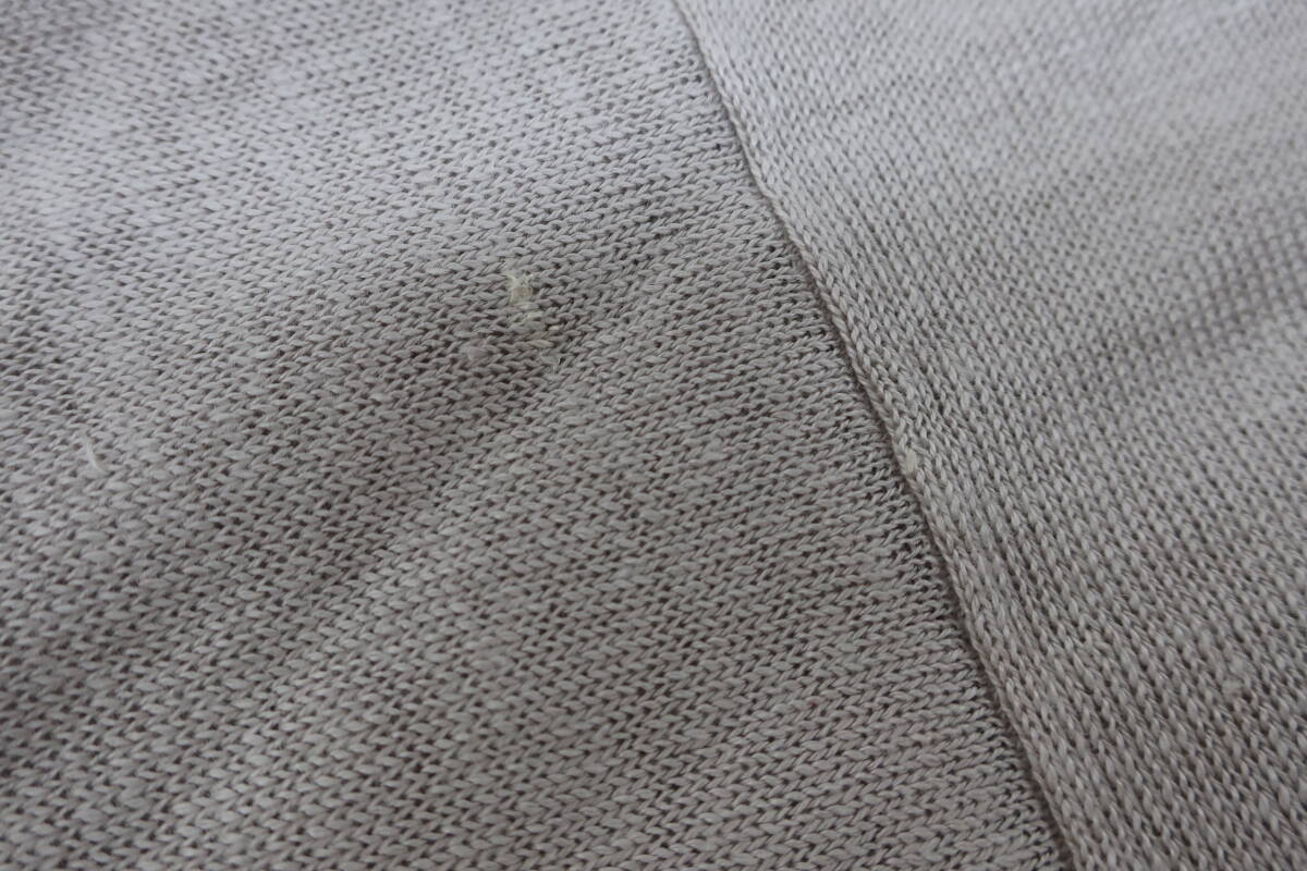 【送900円】453 未着用品 mao made マオメイド リネンニットカーディガン ベージュ クロップド丈 七分袖 羽織り 麻100% Free_画像9