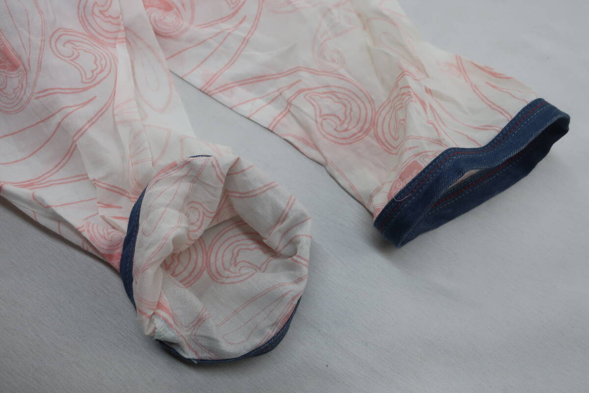 【送900円】715 最終 TRUNK　トランク　コシノヒロコ　シャツワンピース　チュニック　五分丈　デニム　前開き　膝丈　ペイズリー柄　38　_画像5