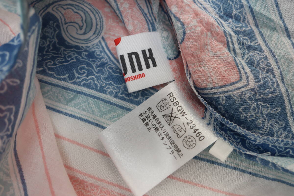 【送900円】715 最終 TRUNK　トランク　コシノヒロコ　シャツワンピース　チュニック　五分丈　デニム　前開き　膝丈　ペイズリー柄　38　_画像8