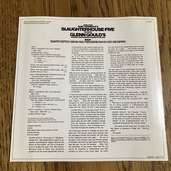 【サントラCD】スローターハウス5　グレン・グールド SLAUGHTERHOUSE-FIVE カート・ヴォネガット Kurt Vonnegut Glenn Gould_画像5