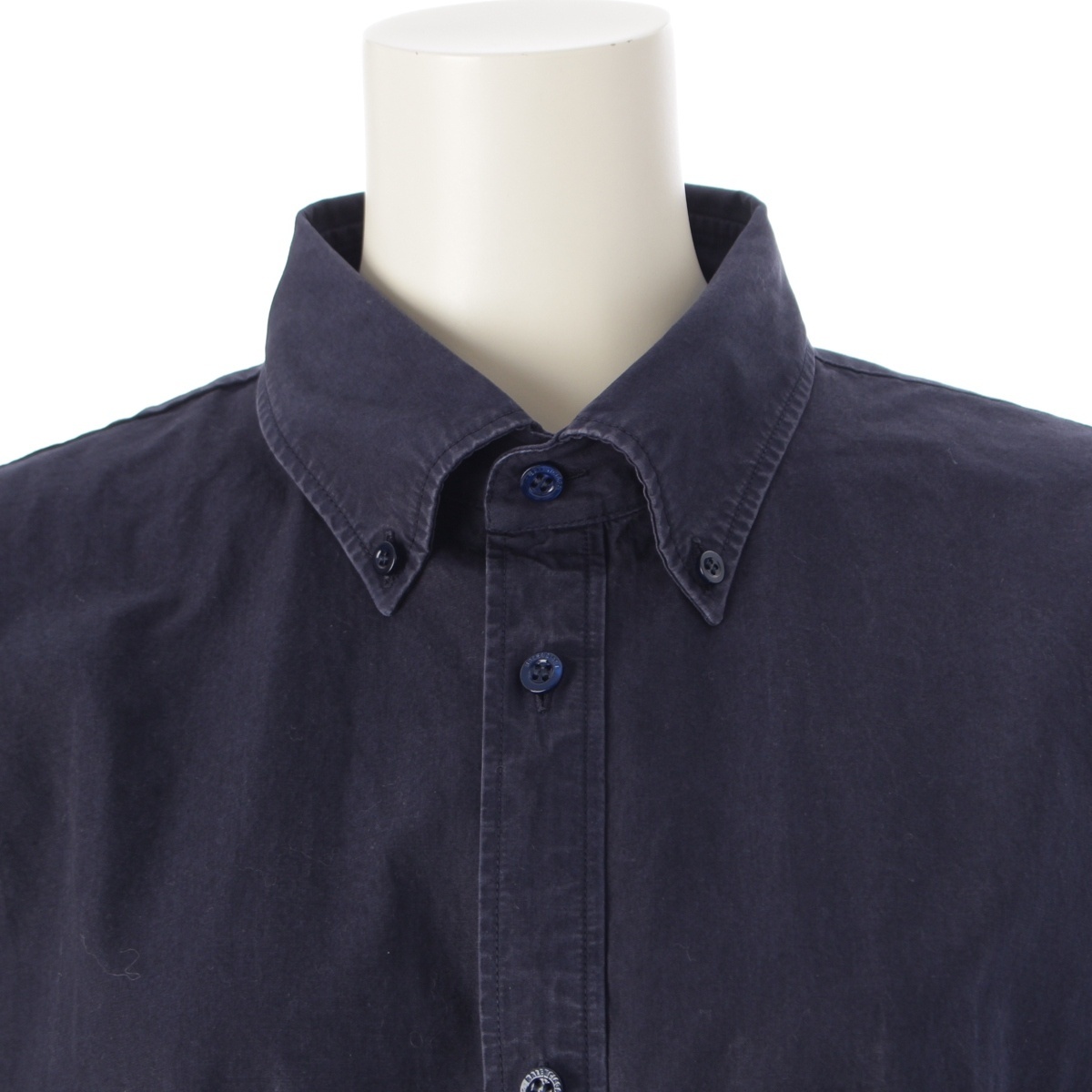 バレンシアガ 19年 コットン バックロゴ オーバーサイズ 長袖シャツ 556878 ネイビー 37【中古】_画像5