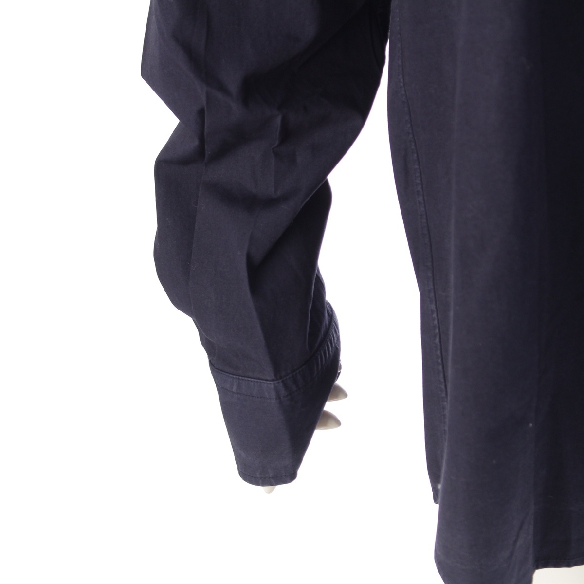 バレンシアガ 19年 コットン バックロゴ オーバーサイズ 長袖シャツ 556878 ネイビー 37【中古】_画像6