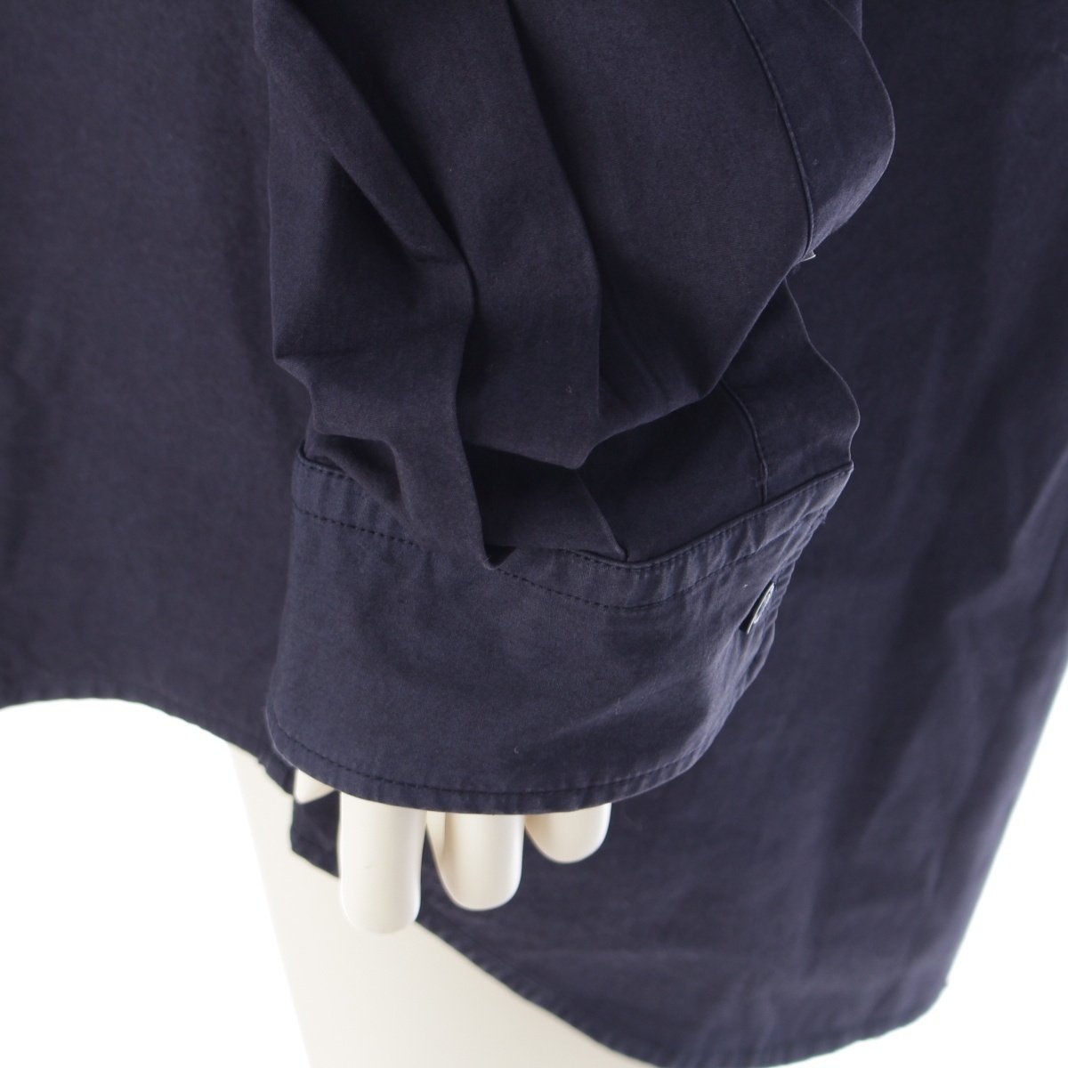 バレンシアガ 19年 コットン バックロゴ オーバーサイズ 長袖シャツ 556878 ネイビー 37【中古】_画像7