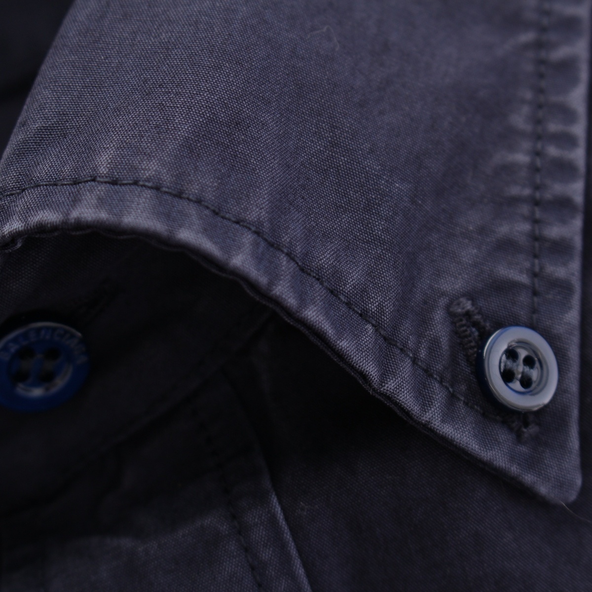 バレンシアガ 19年 コットン バックロゴ オーバーサイズ 長袖シャツ 556878 ネイビー 37【中古】_画像8