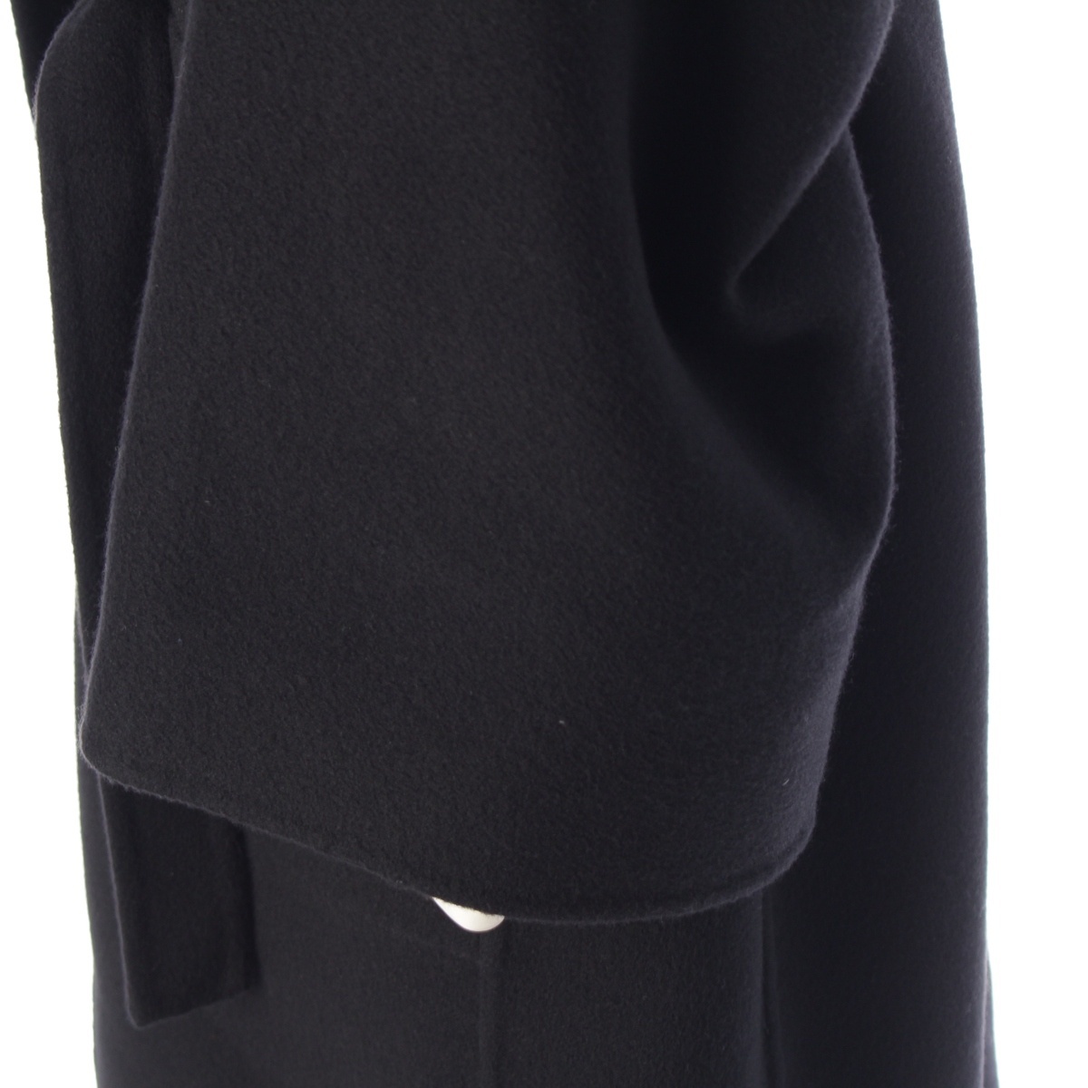 エルメス 24年 カシミヤ ベルト付き ジップ ノーカラー コート 4E0123DA ブラック 42【中古】_画像7