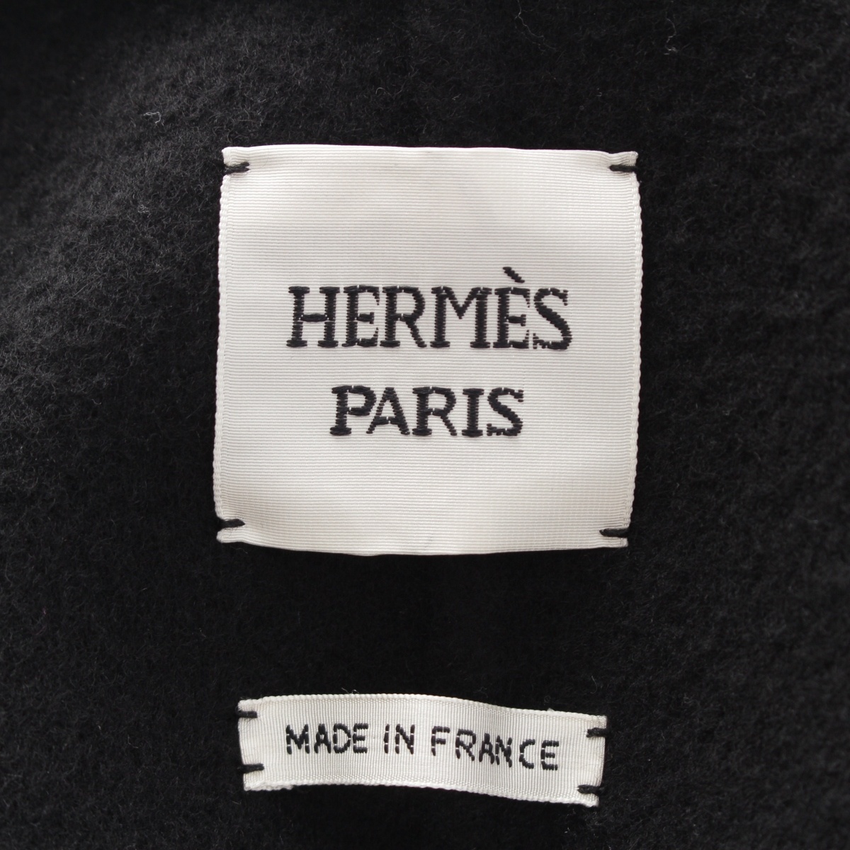 エルメス 24年 カシミヤ ベルト付き ジップ ノーカラー コート 4E0123DA ブラック 42【中古】_画像9