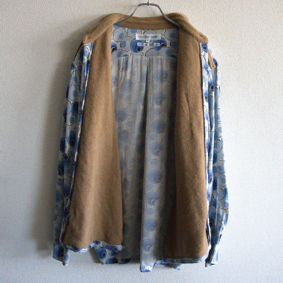 【美品】COMME des GARCONS SHIRTS【オーバーシルエット ニット切り替え デザイン レーヨンシャツ】M コムデギャルソンシャツ 25080001_画像6