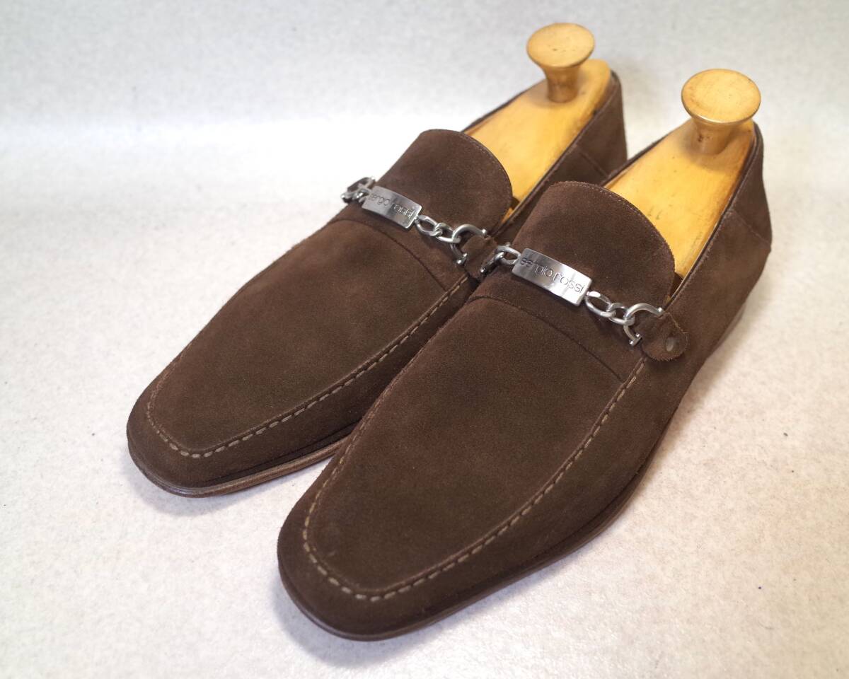 【送料無料】5293■Sergio Rossi/セルジオ・ロッシ■イタリア製ガンチーニ/スリッポン/ローファー/スエード/ハンドメイドシューズ/28cm■_画像1