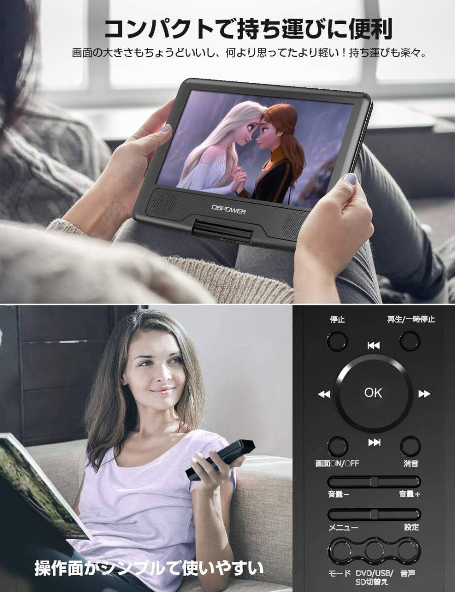 充電式バッテリー搭載10.5インチポータブルDVDプレーヤー 充電式バッテリー搭載10.5インチポータブルDVDプレーヤー