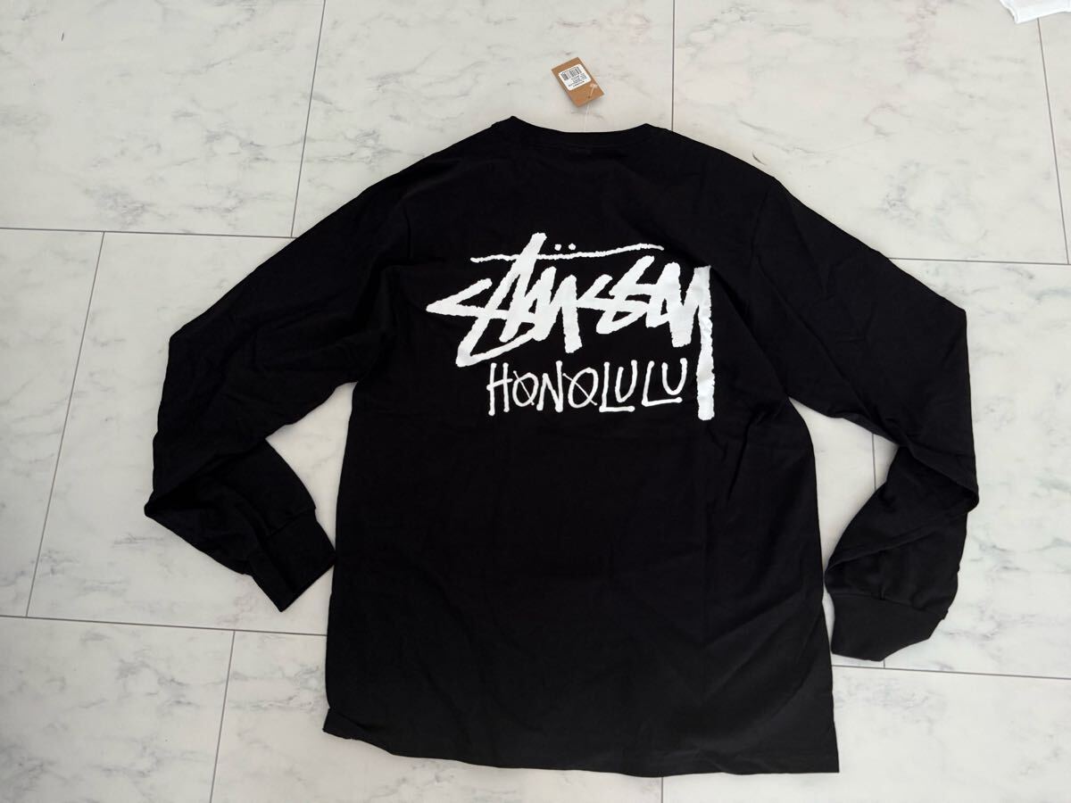 新品 正規品 stussy ステューシー  ハワイ限定 ホノルル ロンT 長袖Tシャツ ロングTシャツ カットソー  ブラック 黒 L 本物_画像1
