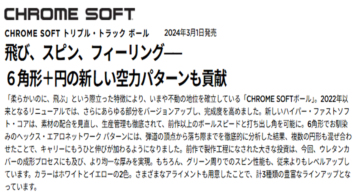 新品■2024.3■キャロウェイ■CHROME SOFT■トリプル?トラック■イエロー■２ダース■６角形＋円の新しい空力パターン■正規(guī)品