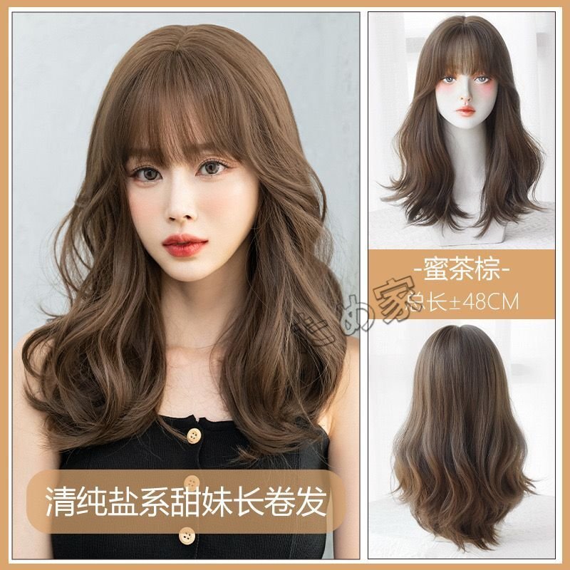 新品 人毛 セミロング 巻き毛 つむじ部分手植え 自然に見えますフルウィッグ かつら ヘアアクセサリー 気質 自然_画像6