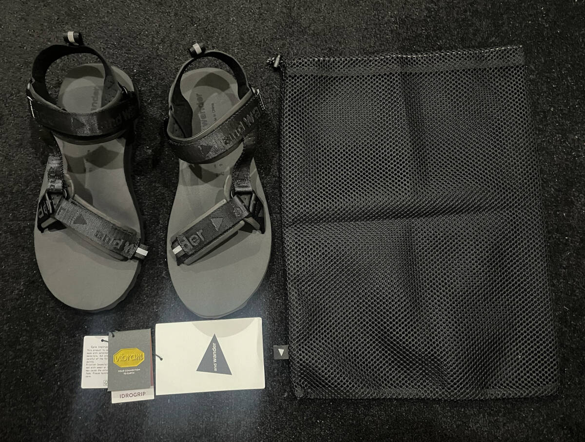 and wander アンドワンダー Ny JQ tape sandals サンダル ブラック 27.0cm 未使用品
