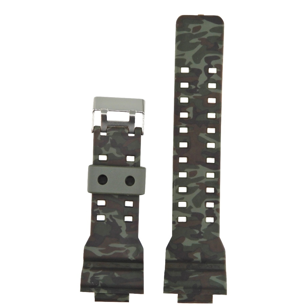 互換品 G-SHOCK 時計 ベルト バンド 16mm GA-100,GA-110,GD-120,GA-300,GA-120,GA-200,GA-150,GD-100,GW-8900,GR-8900 カモフラ グリーン_画像1