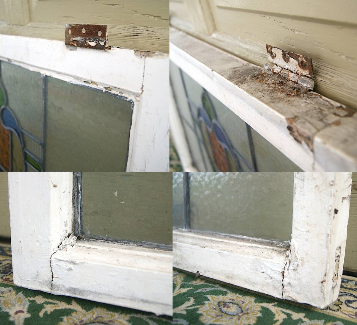 6309ta3【英国 アンティーク ステンドグラス マーブルガラス】木枠 ブロカント シャビー イギリス フランス ヴィンテージ◎_画像8