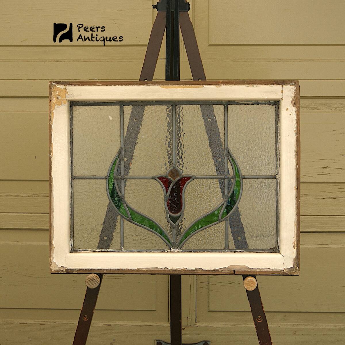 6307ta3【英国 アンティーク ステンドグラス マーブルガラス】木枠 ブロカント シャビー イギリス フランス ヴィンテージ◎_画像1