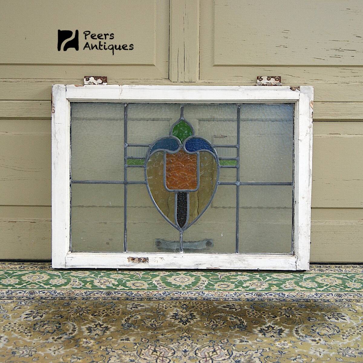 6309ta3【英国 アンティーク ステンドグラス マーブルガラス】木枠 ブロカント シャビー イギリス フランス ヴィンテージ◎_画像2