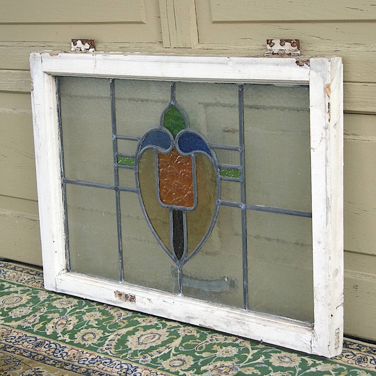 6309ta3【英国 アンティーク ステンドグラス マーブルガラス】木枠 ブロカント シャビー イギリス フランス ヴィンテージ◎_画像3