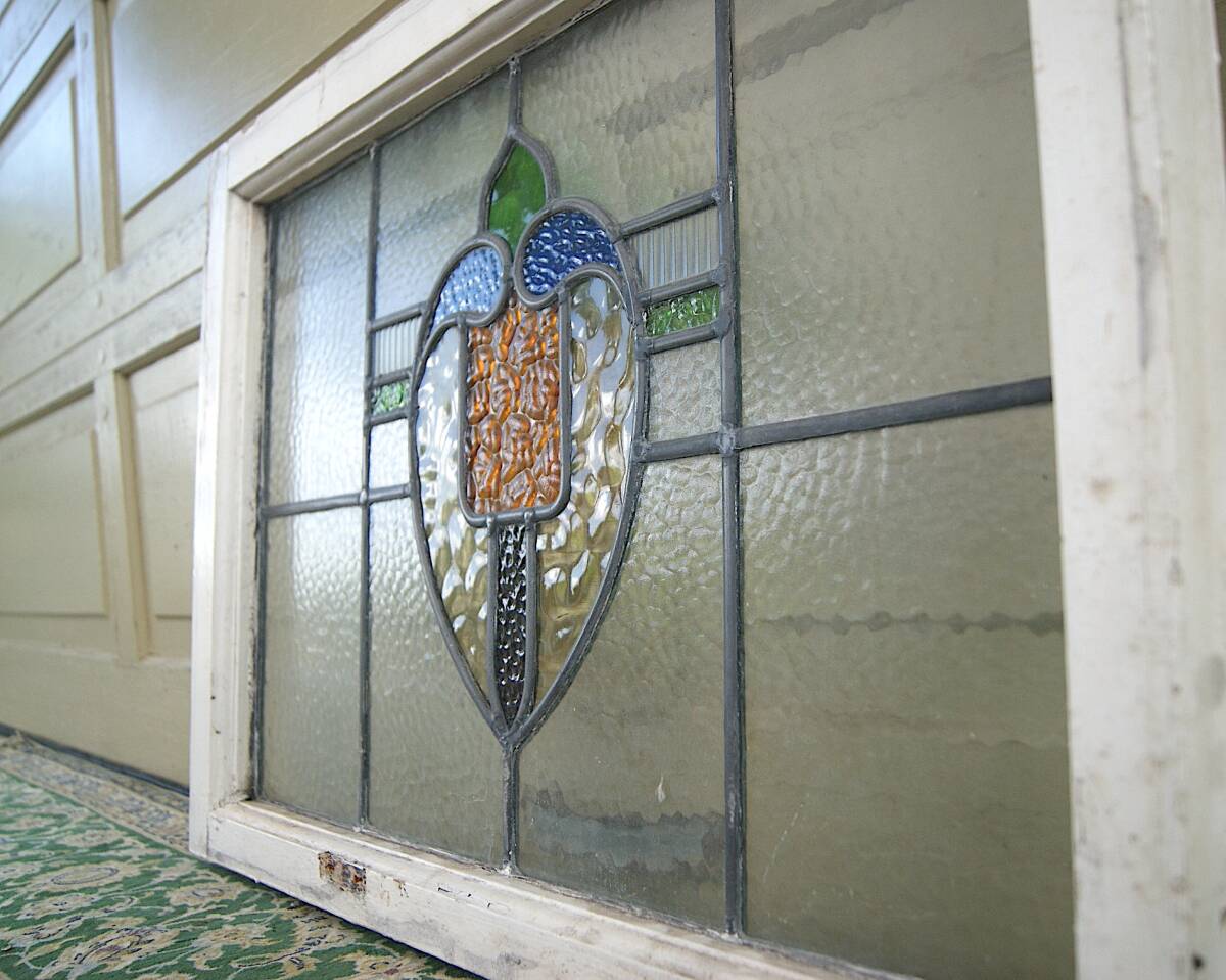 6309ta3【英国 アンティーク ステンドグラス マーブルガラス】木枠 ブロカント シャビー イギリス フランス ヴィンテージ◎_画像5