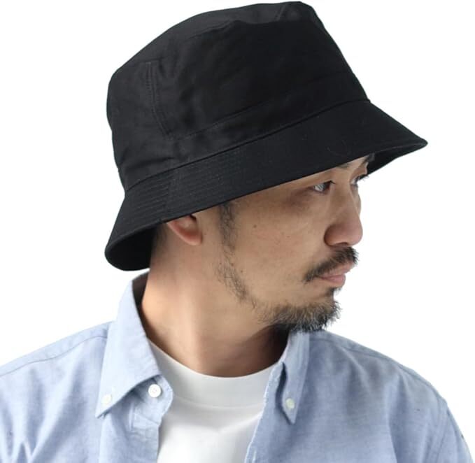 ＜XLサイズ(62cm)＞＜Black＞Regnuu バケットハット メンズ 帽子 コットン 日本製 レディース 春 夏 春夏 大きいサイズ 帽子_画像1