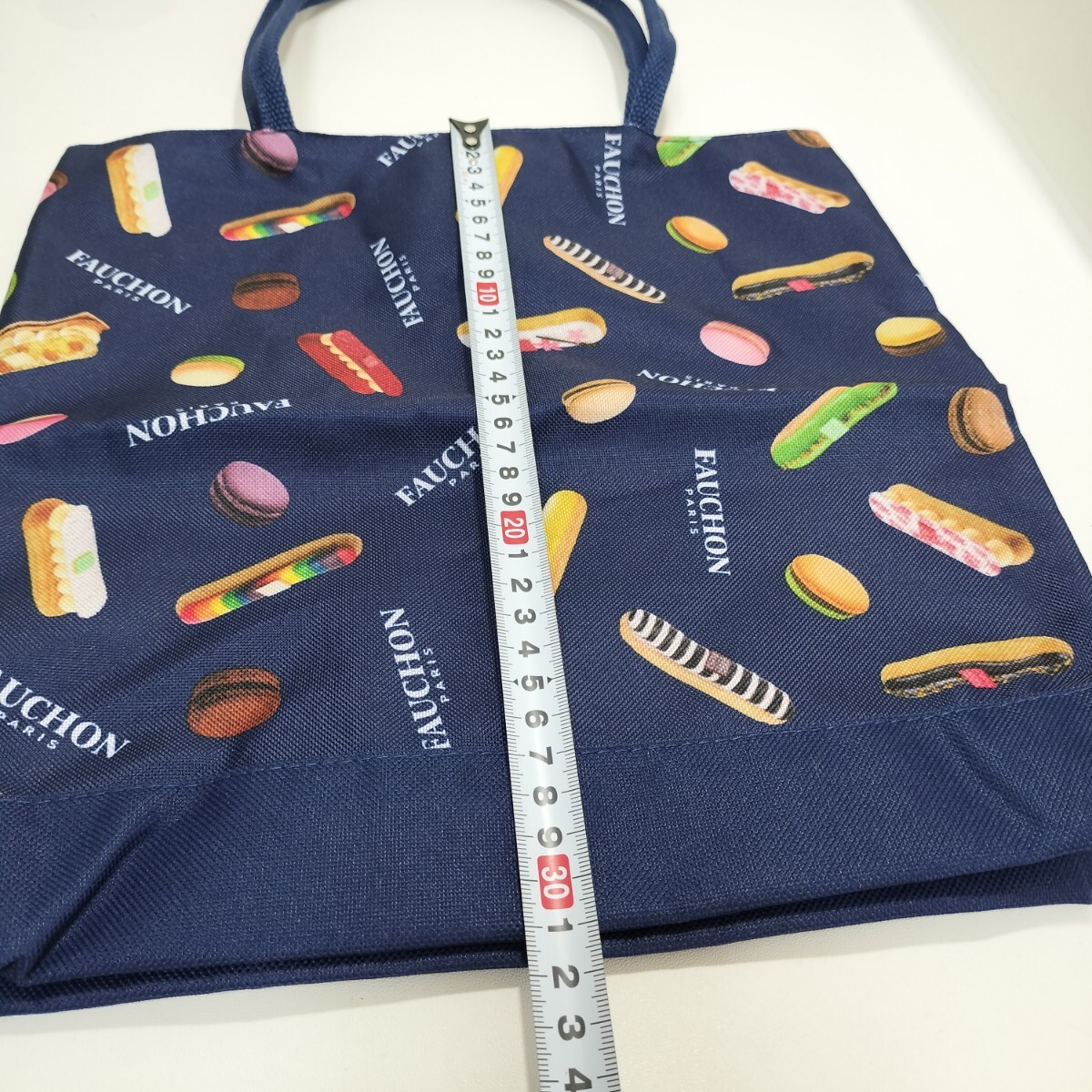 FAUCHON フォション スイーツ柄 マカロン柄 高島屋 ノベルティグッズ トートバッグ ネイビー 未使用品 