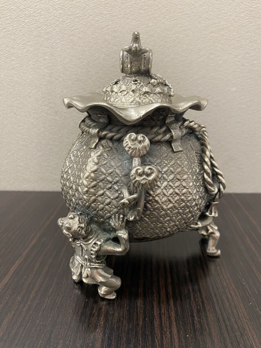 高岡銅器 洋銀 香炉 須賀月芳作 伝統工芸 高岡銅器 洋銀 香炉 龍摘 双鳳凰耳 蝋型鋳物原型師