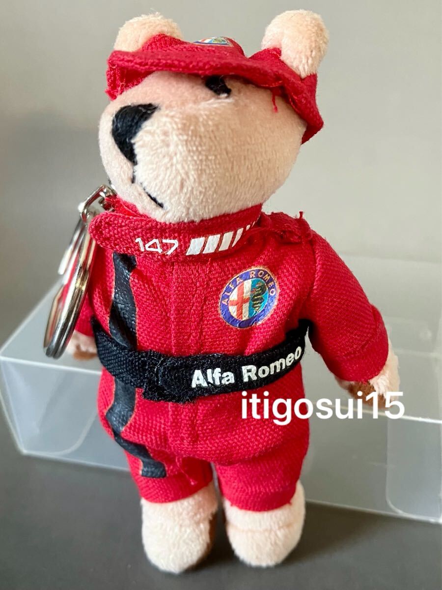 ◆レア【未使用】アルファロメオ147★レーシングベア キーホルダー 赤 ぬいぐるみ テディベア くま マスコット★Alfa Rome_画像2